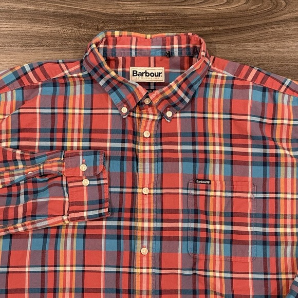 Barbour Other - Barbour Tailor Fit Plaid Blue Red Pink Long Sleeve Button Down XXL Shirt